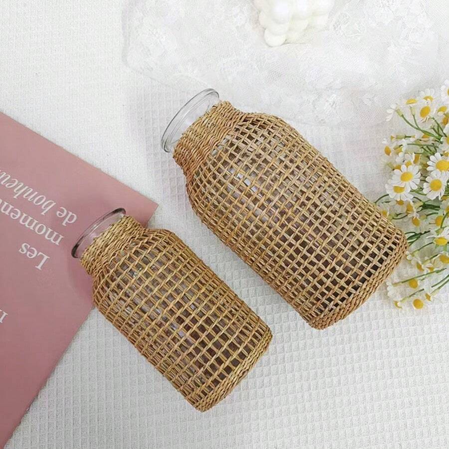 Wholesale Export To Korea Straw Woven Straight Vase Flower Holder Home Acrylic 2D Desktop Glass Transparent Decorative Ornament - 1PC - View 1