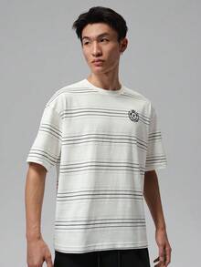 Jordan Men's AS F C BOXY SS CREW Short Sleeve T-Shirt Knit Collarless Short TIW1599-133 - Black and White - View 1