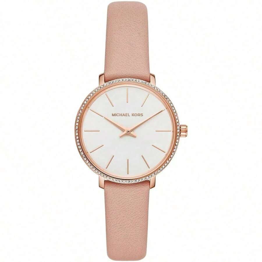 Michael Kors MK2803 玫瑰金水晶大錶盤女款腕錶 淺灰色 極簡 防水 優雅 石英手錶 - 均碼 - 查看 1