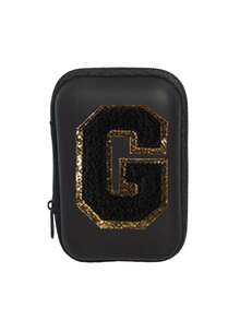 Portable Mini Transparent Zipper Storage Bag, Letter Gold-Trimmed Towel Embroidered Digital Storage Pouch, Black Waterproof Hard Shell Data Cable Earphone Organizer Box, Double-Layer Partition Anti-Pressure Anti-Drop Portable Storage Bag, College Style Customizable Initial; Suitable For All Seasons, Ideal For Students, Office Workers, Travel And Business Trips, Fits Back To School, Commuting, Short Trips, Can Store Charging Cables, Charging Heads, USB Drives, Simple Neutral Portable Digital Storage Bag, Creative Back To School Gift - Multicolor - View 15
