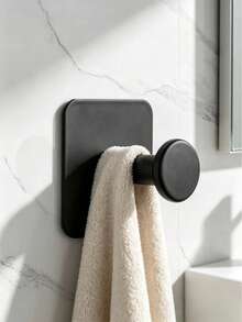 4pcs Matte Black Self-Adhesive Wall Hooks, Drill-Free Waterproof Heavy Duty Adhesive Hooks, 10kg Load Capacity, Multi-Purpose Hooks Suitable For Bathroom Towels, Bathrobes, Kitchen, Hats - Multicolor - View 4