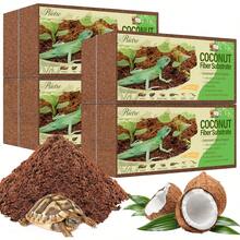 Riare 2 Pack Natural Coconut Fiber Substrate For Reptile- Premium Compressed Coconut Husk Terrarium Bedding For Reptile, Tortoise, Frogs, Snakes Hermit Crabs, Burrowing Animals - 8 Pack - View 1