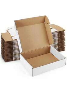 8pcs - Sturdy White Corrugated Cardboard Boxes, Perfect For Small Businesses, E-Commerce, Shipping And Packaging | Gift And Storage Boxes, Corrugated Gift Boxes For Shipping And Packaging, Small Mailing Boxes, White Mailing Boxes, Flat Corrugated Cardboard, Document Mailing Boxes, Jewelry Packaging - Multiple Styles - View 7