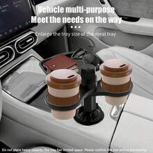 3-In-1 Multifunctional Car Cup Holder Expander With Detachable Tray And Rotating Tray, Fits Car Cup Holder, Includes Dual Cup Holder And Adjustable Base, Plastic Material - A - View 8