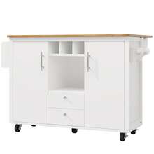 Kitchen Island Buffet With Sliding Table White/Black - 白色 - 查看 9