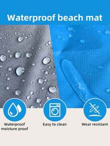 1pc 4-7 Person Outdoor Beach Mat, Waterproof Beach Mat, Extra Large Size, Sand-Proof, Easy To Fold, Quick Dry, Essential Beach Gear For Vacation, Cruise, Picnic And Camping. Includes Drawstring Pocket And Fixing Pegs. - Multicolor - View 8