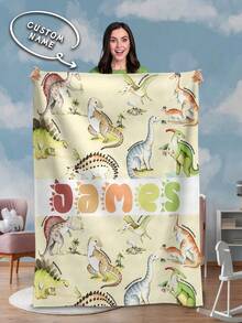 1pc Customized Name Blanket, Suitable For Bed, Living Room, Sofa, Outdoor, Beach, Camping, Pets And More Occasions, Personalized Family/Pet/Couple Text Printed Bedding Blanket, Personalized Christmas Gift, Family Gift, Birthday Gift, Gift For Friends, Gift For Her, Gift For Son/Daughter - Style 3 - View 1