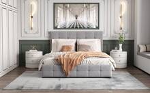 Bed Frame Grey Upholstered Fabric - 203x140x106cm - 灰色 - 查看 6