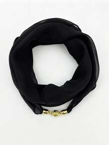 1pc Solid Color Lightweight Sheer Chiffon Scarf With Magnetic Buckle, Translucent Square Neck Scarf, Minimalist Vintage Gold Bead Buckle Slouchy Scarf, Versatile Office Commute Casual Decorative Neck Scarf, Essential Neck Scarf For Young People For Travel And Photography - Multicolor - View 9