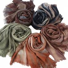 1pc Women's Casual Modal Viscose Rainbow Headscarf, Fashion Bohemian Style Party Scarf With Tassels, Suitable For Gatherings And Celebrations - Multicolor - View 9