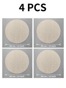 1/2/4/6pcs 15-Inch Round Vintage Placemats, Washable Heat-Resistant Insulated Pads, Suitable For Western Restaurants And Hotel Decor - Apricot - View 13