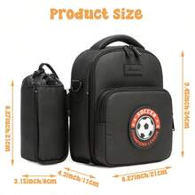 2-In-1 Cartoon Insulated Crossbody Bag With Water Bottle Pocket For School & Picnic - Black - View 5
