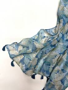 1 pieza Bufanda chal de moda casual con estampado de hojas azules para ir al trabajo - Azul - Ver 5