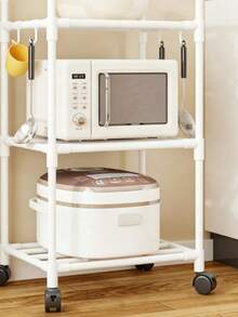Multi-Layer Kitchen Storage Rack With Wheels, Floor-Standing Storage Shelf, Universal Wheels Movable, Multi-Layer Divided, High Load-Bearing, Sturdy Iron Construction, Large Capacity, Space-Saving For Small Apartments, Push-Pull, Universal For Home Appliances, Stable Load-Bearing, Multi-Layer Expansion, All-In-One Storage, Neat Organization, Space-Saving, One-Click Push-Pull, Divided Compartments - Multicolor - View 16