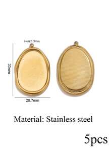 5pcs 18K Gold Plated Stainless Steel Irregular Blank Bezel Findings Oval Round Pendant Charm BraceletTrays For Handmade DIY Jewelry Craft - Pendant - View 16