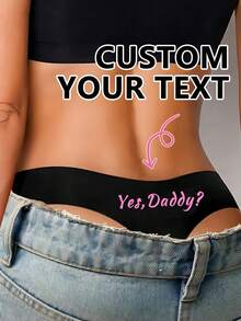 1pc Customized Funny Women's Sexy Seductive Minimalist Sexy Triangle Panties, Bridal Lingerie - Black - View 1