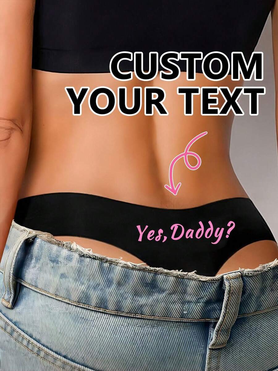 1pc Customized Funny Women's Sexy Seductive Minimalist Sexy Triangle Panties, Bridal Lingerie - Black - View 1