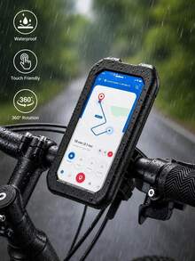 1pc Back To School Bicycle Phone Holder, Universal 4-6.9 Inch Bike Phone Mount, Waterproof ABS Handlebar Clip, 360° Adjustable, Shockproof, Dustproof, Snowproof, Suitable For Cycling, Motorcycle Riding, Outdoor Sports And Student Commuting - Black - View 8