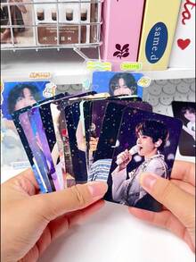 1pc 55pcs Zhao Yufan Laser Photo Cards, Celebrity Merchandise Self-Printed Card Box Set - Multicolor - View 3