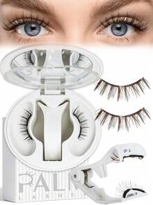 PALM LASHES 1 Par de Cílios Magnéticos Atualizados com Aplicador, Cílios Magnéticos Macios Reutilizáveis com Aparência Natural com Ímãs Ultra-Finos de 0,17mm Sem Necessidade de Cola Fácil de Usar e Remover - Preto - Visão 3