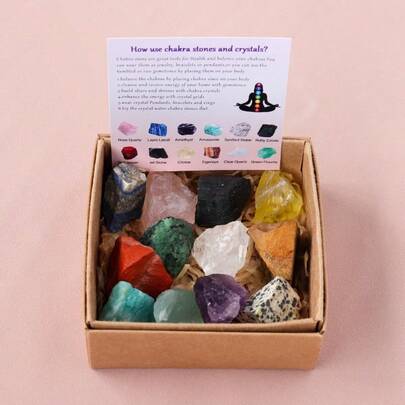 12pcs Crystal Stone Set, Suitable For Yoga, Meditation, Natural Crystal Stone Set, Best Gift For Birthday And Graduation