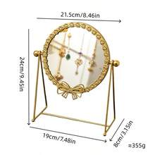 Specchio da toeletta stile europeo vintage, specchio da trucco da tavolo con supporto regolabile, immagine ad alta definizione, decorazione da camera da letto, specchio da trucco portatile, adatto per dormitorio, viaggio, bagno, ufficio, scrivania, ritorno a scuola, regalo di Natale, adatto per donne, ragazze, studenti, adolescenti - Multicolore - Visualizzare 11