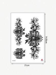 1pc Women's Temporary Tattoo Sticker, Leg Band Temporary Tattoo, Bow, Sunflower Chain Print, Black Fake Tattoo, Floral Pattern, Suitable For Women's Arms, Back, Legs, Waist Temporary Tattoo Sticker, Waterproof And Sweatproof, Sexy And Cool Tattoo Sticker, Looks Very Realistic, Easy To Use And Remove, Wedding Music Festival Party Supplies, - Black - View 5