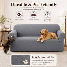Splash Resistant Corn Grain Textured Sofa Cover, 360 Full Wrap Elastic Anti-Scratch Pet Friendly Couch Slipcover, Machine Washable Universal Sofa Protector For 1/2/3/4 Seater Sofa - Light Grey - View 11