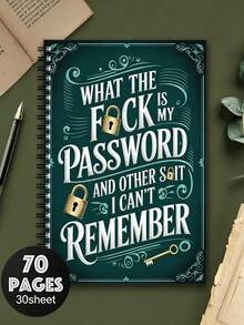 Fun Spiral Bound Password Notebook, Teal Cover With Gold Key Design, 70 Pages, For Securely Recording Internet And Computer Login Names And Passwords, Suitable For Home, Office Or Scrapbook Set, Password Book, School Supplies, Back To School - Multicolor - View 6