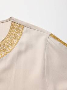Áo choàng dài nam truyền thống Ả Rập tay ngắn dáng rộng thêu họa tiết Maroc, Kaftan văn hóa Abaya nam cho lễ hội Hồi giáo - Rượu sâm banh - Xem 6