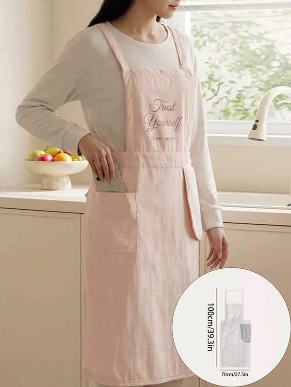 Comes With Coral Fleece Hand Towel Waterproof Kitchen Apron, Adjustable Neck Hanging Style, Large Capacity Pocket, Oil And Dirt Resistant Apron, Suitable For Cooking, Baking, Gardening And Cleaning, Comfortable To Wear Without Shoulder Strain