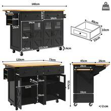 High Quality Kitchen Island, Serving Cart With Storage Space, Mobile Buffet - Black - View 5