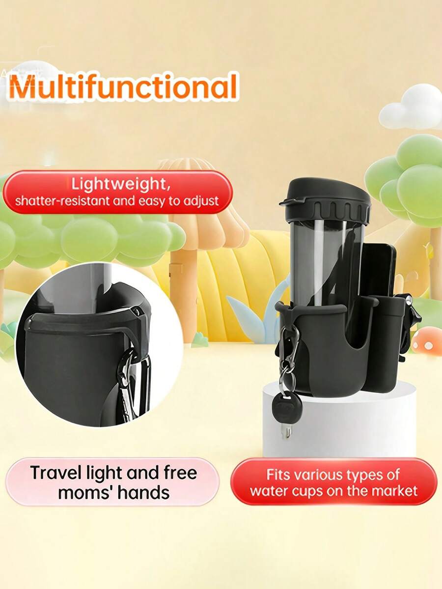 Two-In-One Bicycle Cup Holder, With A Phone Holder, 360° Rotatable Handle Water Bottle Storage Device, Universal Bicycle, Electric Bicycle, Skateboard, Motorcycle, Baby Stroller Beverage Storage Bicycle Accessory - Multicolor - View 1
