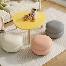 1pc Round Ottoman Stool, Modern Donut Round Footstool Soft Stool, Living Room Furniture Small Stool Small Chair, Teddy Decor Stool, Home Decor Makeup Chair, Living Room Bedroom Soft Footstool, Simple Shoe Changing Stool, Pink High Elastic Spandex Full Cover Chair Cover, Suitable For Office, Study And Home Scenes, All Season Use, All Season Wear-Resistant And Dirt-Resistant. - Multicolor - View 12