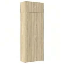vidaXL Tall Cabinet, Light Oak Khaki, 80x42.5x225 Cm, Engineered Wood, Tall Cabinet, Side Cabinet, Bathroom Cabinet, Tall Cabinets, Side Cabinets, Tall Bathroom Cabinet - Light Oak Khaki - View 11