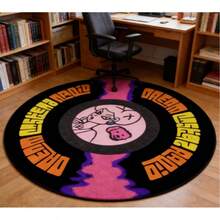 1pc Black Vinyl Record Shaped Faux Cashmere 300g/M² Thick Rug, Plush Carpet, Autumn/Winter Decorative Rug, Bedroom Decor, Small Rug, Home Decor, Living Room Rug, Living Room Small Rug, Bedroom Carpet - Multicolor - View 5