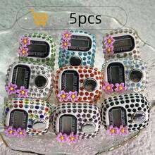 Multi-Color Polka Dot Full Rhinestone Floral Electronic Tasbih Counter, 3D Pink Flower With Colorful Rhinestone Trim, Lightweight Soft Finger Ring, Silent High-Definition Display, Comfortable Fit, Muslim Women Prayer & Dhikr Counting Device, Elegant Portable Accessory - Multicolor - View 20
