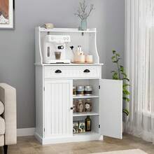 54" Freestanding Kitchen Pantry Storage Cabinet With Doors And Adjustable Shelves, Microwave Oven Stand With Drawer For Kitchen, Bathroom Or Variant 1 - White - View 7