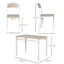 5-Piece Dining Set With Wood-Effect MDF Top And Grey And White Metal, Including A Table And Four Chairs For A Modern Dining Room. - 淺灰色 - 查看 3