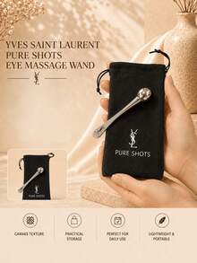 YSL Eye Massage Stick 7.5cm, Cool Metal Tip, Ergonomic Grip, Includes Branded Pouch, Soothes Eye Area, Perfect For Self-Use Or Gifting - Silver - View 3
