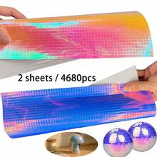 2 tấm/4680 miếng nhãn dán gương cầu disco PET holographic, nhãn dán gạch mosaic màu sắc tự dính 5x5mm, phù hợp trang trí nhà búp bê DIY thủ công, trang trí tiệc - PET nhiều màu - Xem 14