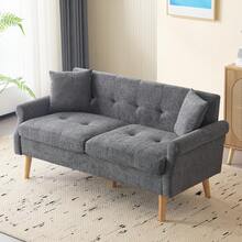 Grey 2 Seat Sofa - Modern Velvet Chenille Fabric Couch - Grey 2 Seat - View 2