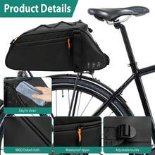 10L Large Capacity Bicycle Frame Bag With Reflective Strip, Rainproof Wear Resistant Multifunctional Shoulder Backpack Bike Storage Pouch For Cycling Travel - A - View 2