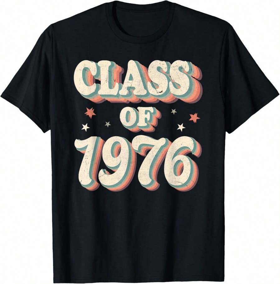 T-shirt vintage de remise de diplôme du lycée Année 1976 76 Maillot du Maroc Stock UE - Blanc - Voir 1