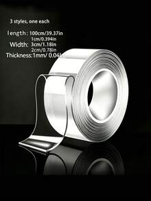 Super Strong Double-Sided Nano Tape Roll, Multiple Sizes, Strong Adhesive Reusable Sticky Strips, Multi-Purpose Tape Suitable For Crafts, Home, Office, Perfect For Christmas Holiday Wall Decoration, Transparent Heavy Duty Tape Suitable For Various Surfaces, Essential Daily DIY Gift - Multicolor - View 13