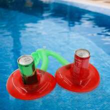 1pc Cherry Shaped Inflatable Cup Holder, Pool Floating Drink Cup Rack, Fruit Shaped Inflatable Float Cup Holder, Lightweight Inflatable Design Can Float On Water Surface, Suitable For Pool Party, Beach Vacation, Garden Water Play And Water Leisure Activities, Single/Double Cup Holder Optional For Flexible Matching, Cute Cherry Shape Adds Party Fun, Summer Pool Party And Water Gathering Atmosphere Essential, Keep Drinks Within Reach, Make Water Play Time More Enjoyable. - Multiple Styles - View 3