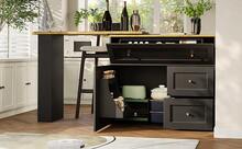Extendable Bar Table With Storage Space - White, Kitchen Cabinet, Sideboard - Black - View 4
