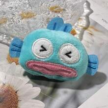 SANRIO 1pc Cute Blue Fish Plush Brooch, Funny Expression Cartoon Fish Pin, Kawaii Bag Backpack Decoration Accessory, Suitable For Women And Girls - Blue - View 12