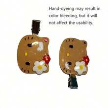 SANRIO 2pcs Cute Black Skin Version "Hello Kitty" Hair Clips, Beautiful And Adorable Cartoon Hairstyle Side Hair Clips, Creative Headwear, Suitable As Birthday Gift (Hand-Dyed, Minor Imperfections That Do Not Affect Use) - One Size - View 16