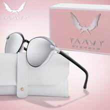 TAMWY Women Fashionable Cat Eye Sunglasses, Metal Frame Fashion Shades UV Protection Eyewear For Beach Travel Daily Outfit With Storage Box - Multicolor - View 5